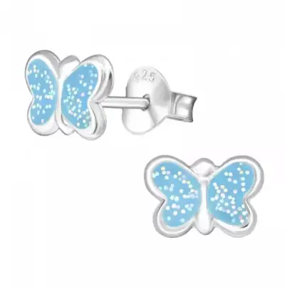 Aros de mariposa azul en plata 925 - miniatura 2