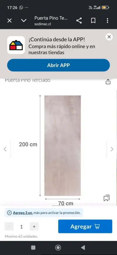 Puerta de pino terciado 200x70 cm - miniatura 1