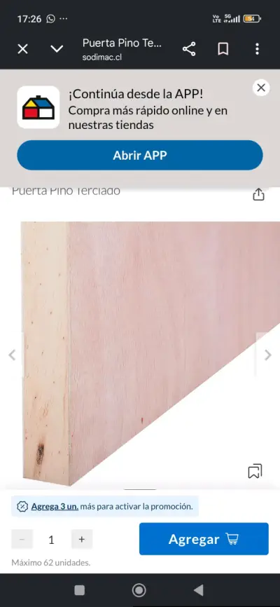 Puerta de pino terciado 200x70 cm - miniatura 2