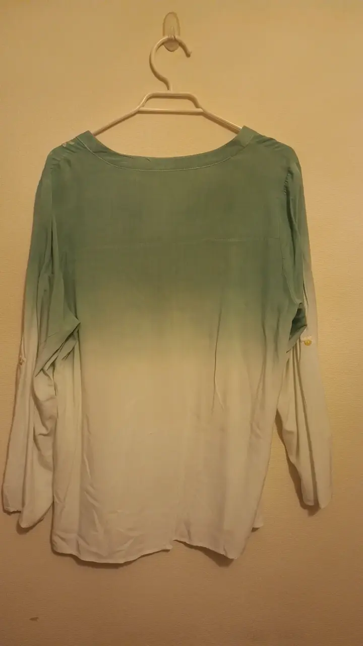 Blusa verde degradé con bordado floral - 2