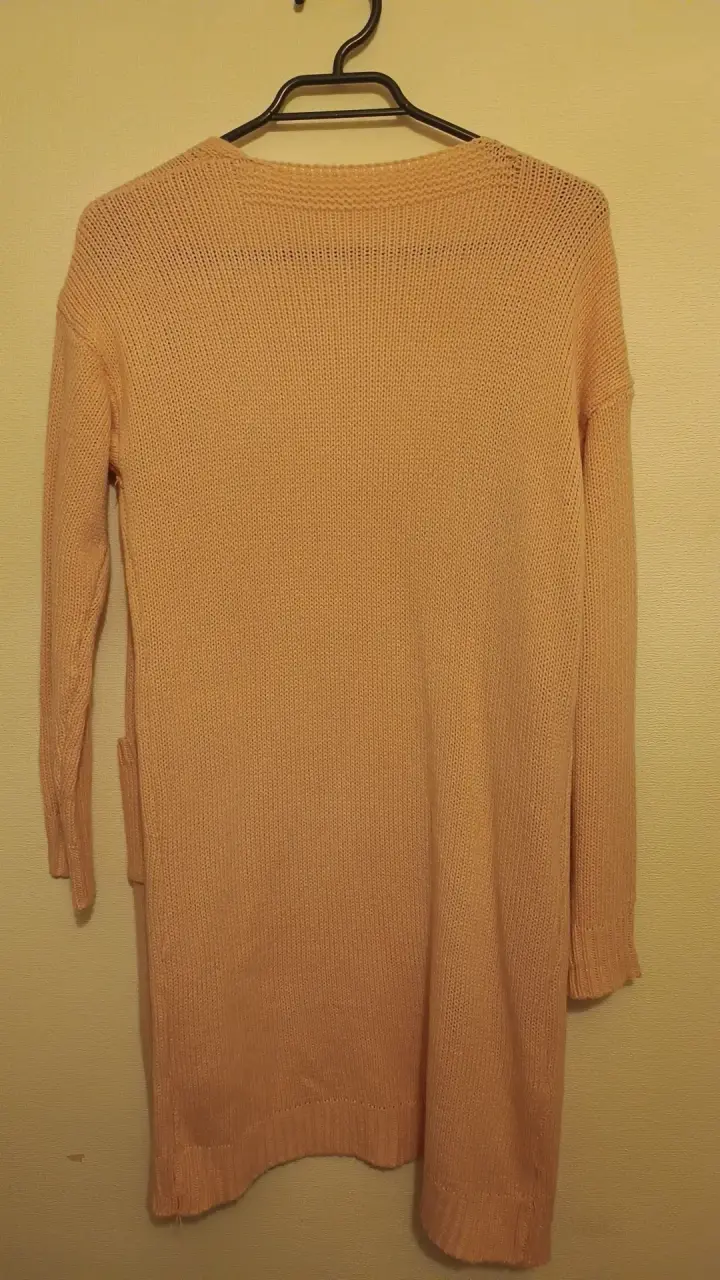 Cardigan largo de punto color beige - 2