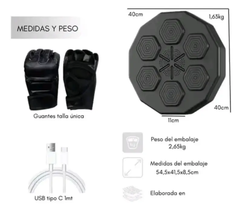 Panel de Entrenamiento de Boxeo con Bluetooth y Luces LED - 6