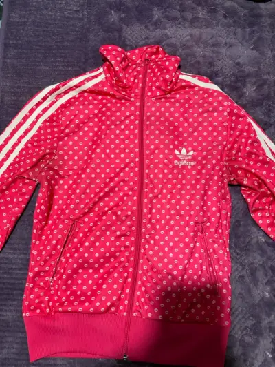 Chaqueta deportiva rosa con estampado Adidas - miniatura 1