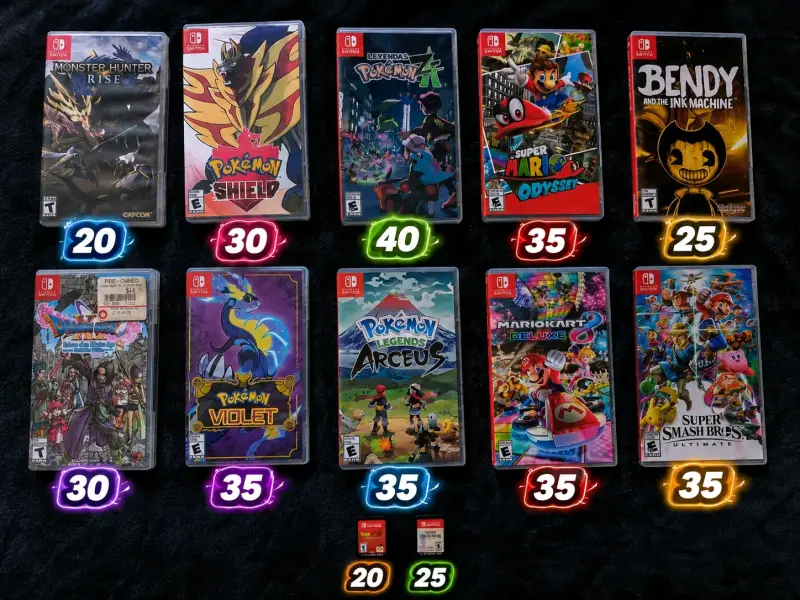 Colección de juegos Nintendo Switch variados