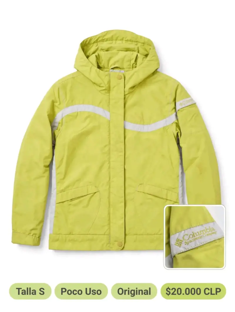 Chaqueta impermeable Columbia verde talla S