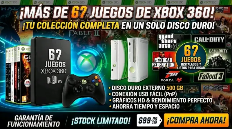Xbox 360 HDD 500 GB 67 ganes