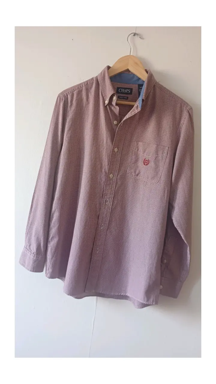Camisa Chaps Bicolor ( Burdeo-Blanco) Talla M - 1