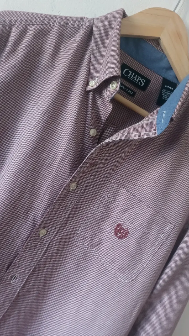 Camisa Chaps Bicolor ( Burdeo-Blanco) Talla M - 3