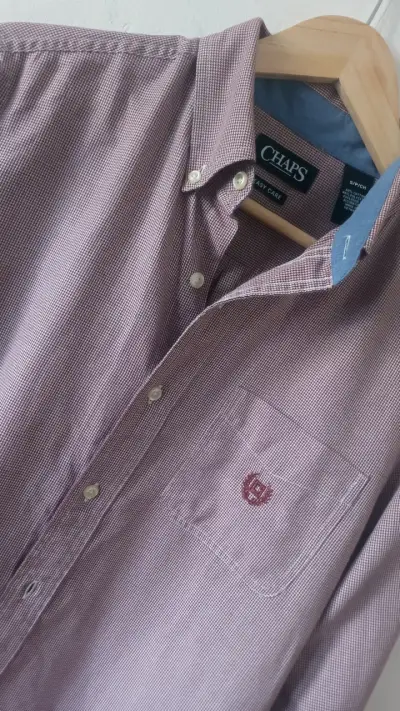 Camisa Chaps Bicolor ( Burdeo-Blanco) Talla M - miniatura 3