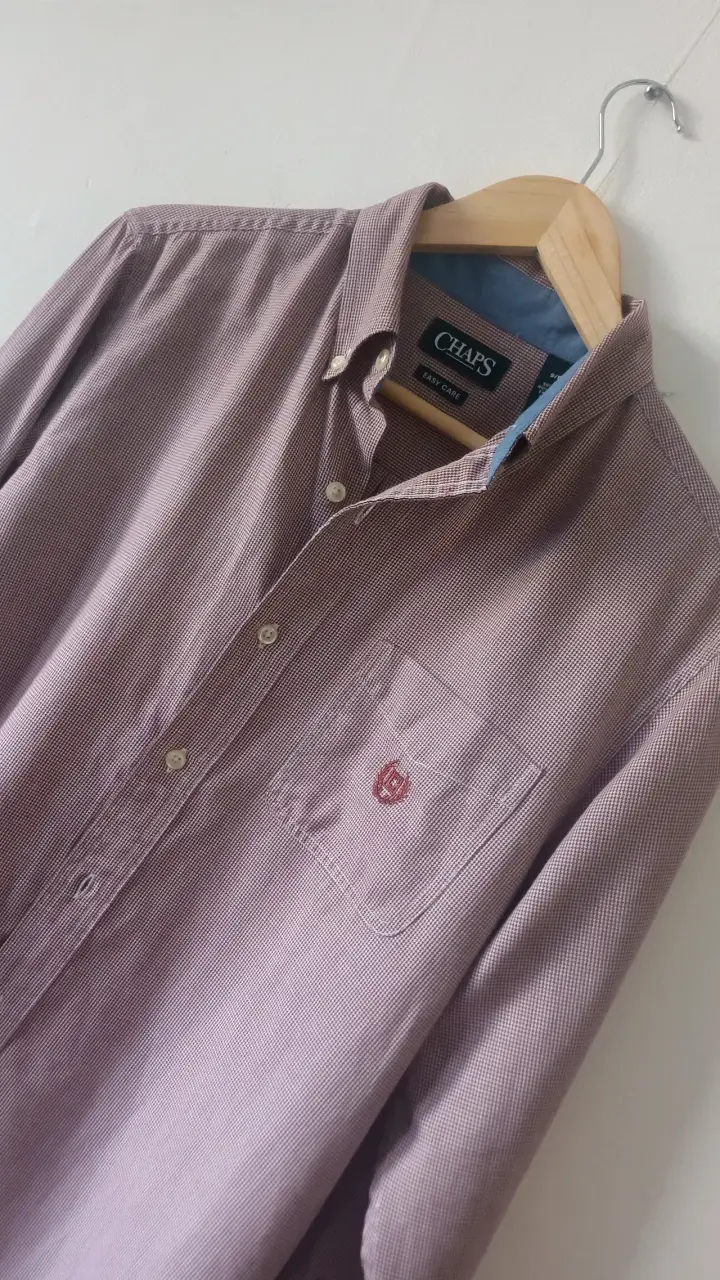 Camisa Chaps Bicolor ( Burdeo-Blanco) Talla M - 4