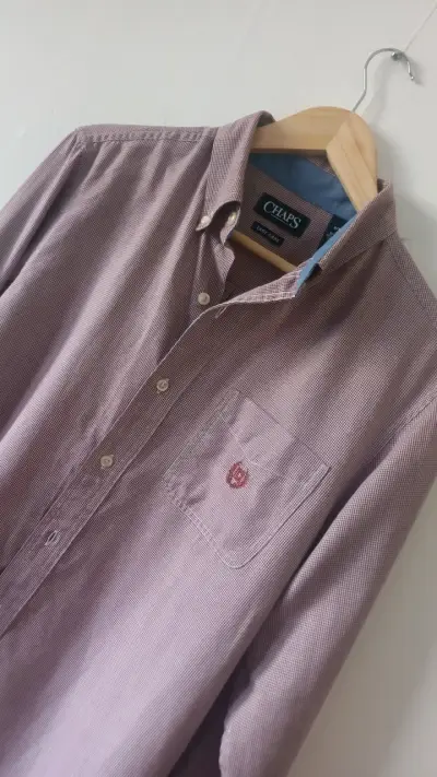 Camisa Chaps Bicolor ( Burdeo-Blanco) Talla M - miniatura 4
