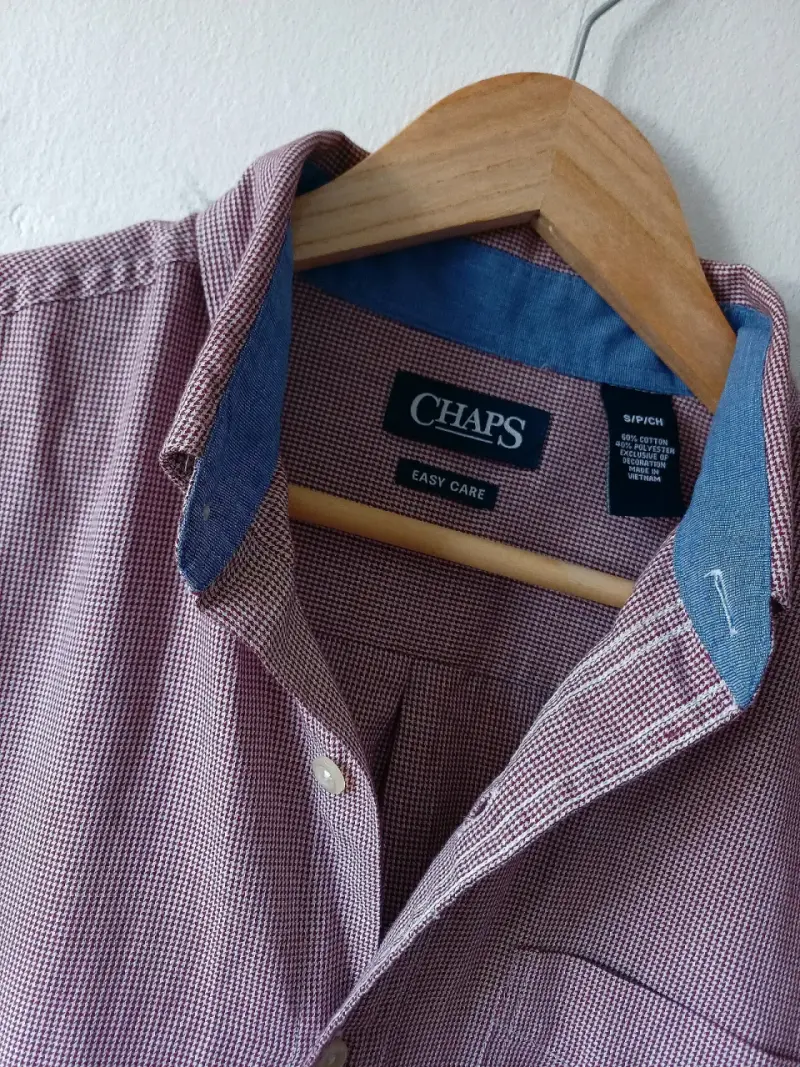 Camisa Chaps Bicolor ( Burdeo-Blanco) Talla M - 5