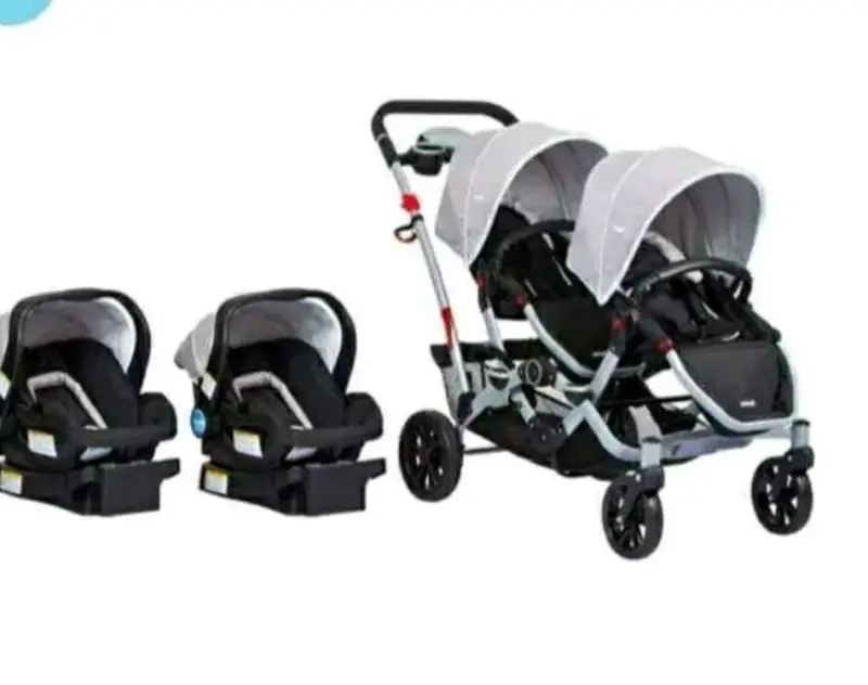 Coche doble para bebé con sillas de auto - 1