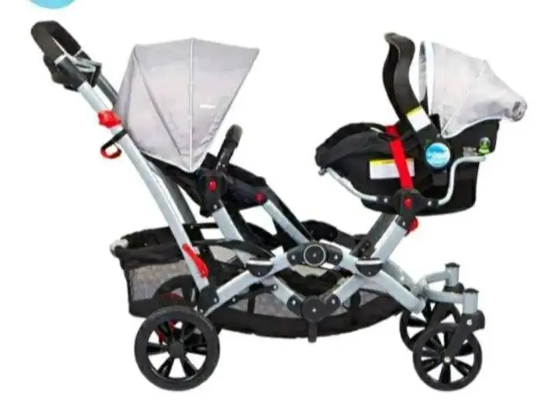 Coche doble para bebé con sillas de auto - 2