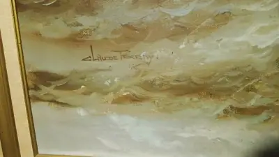 Cuadro de Óleo Marino con Marco Dorado Terry - miniatura 2