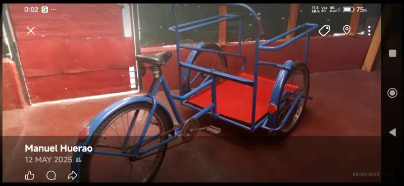 Triciclo de carga azul con plataforma - 2