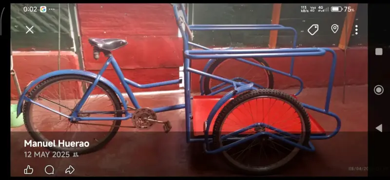 Triciclo de carga azul con plataforma - 4