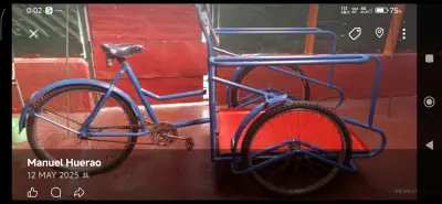 Triciclo de carga azul con plataforma - miniatura 4