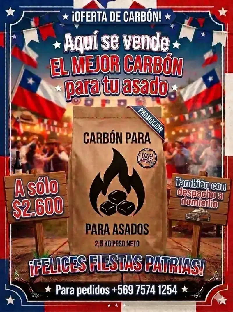 Carbón para asados 2.5 kg 100% natural