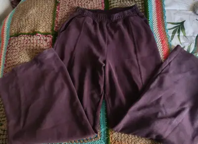 Pantalones de algodón color morado para mujer - miniatura 1