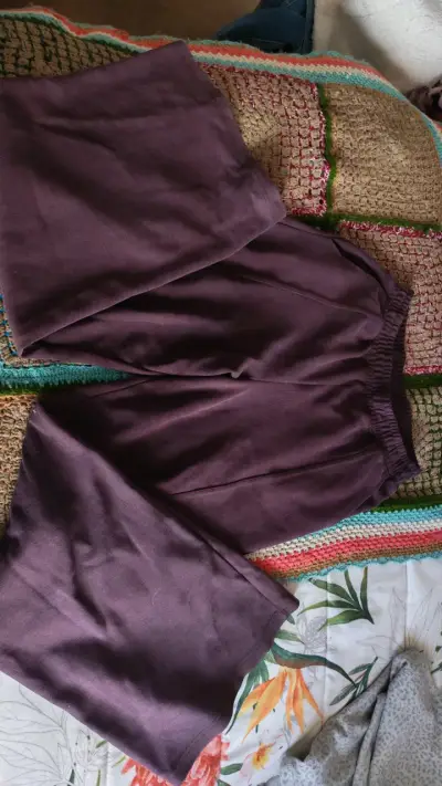 Pantalones de algodón color morado para mujer - miniatura 2