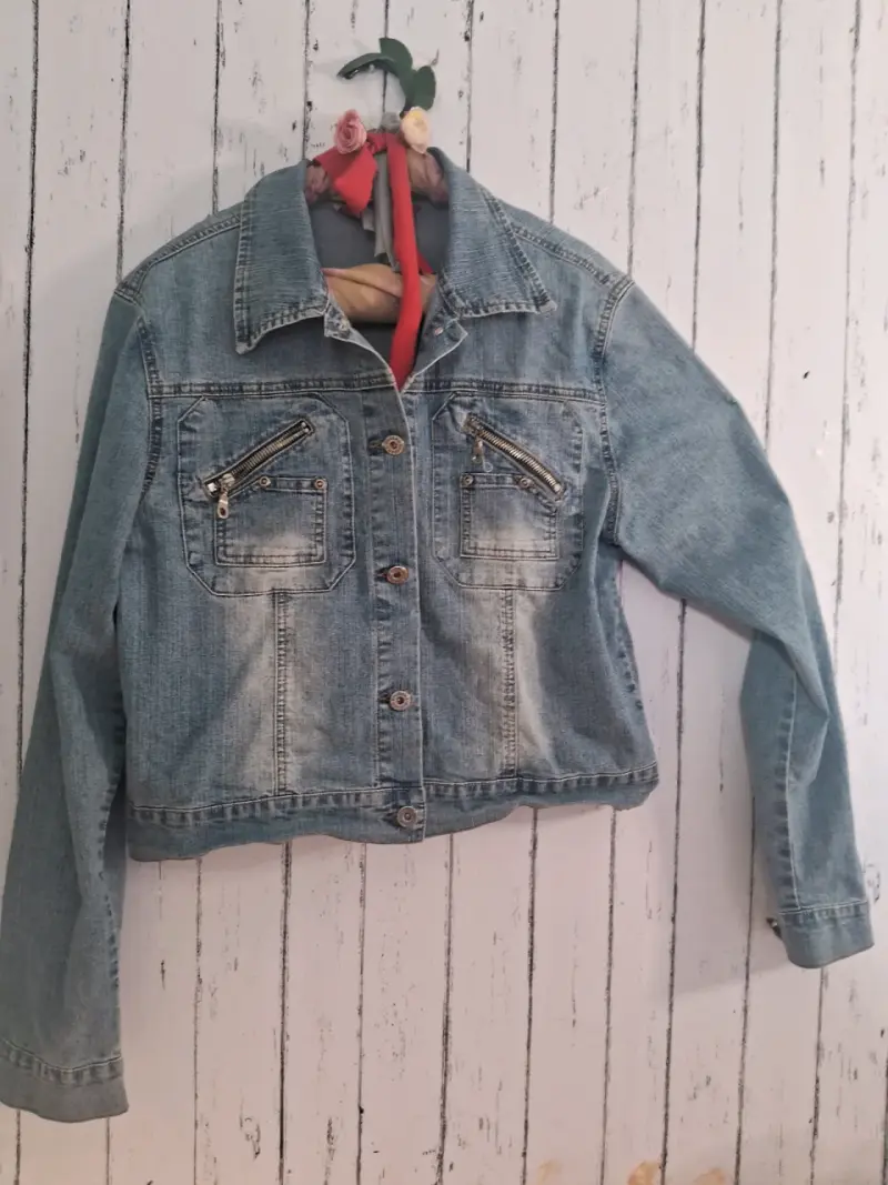 Chaqueta de mezclilla azul claro para mujer - 2