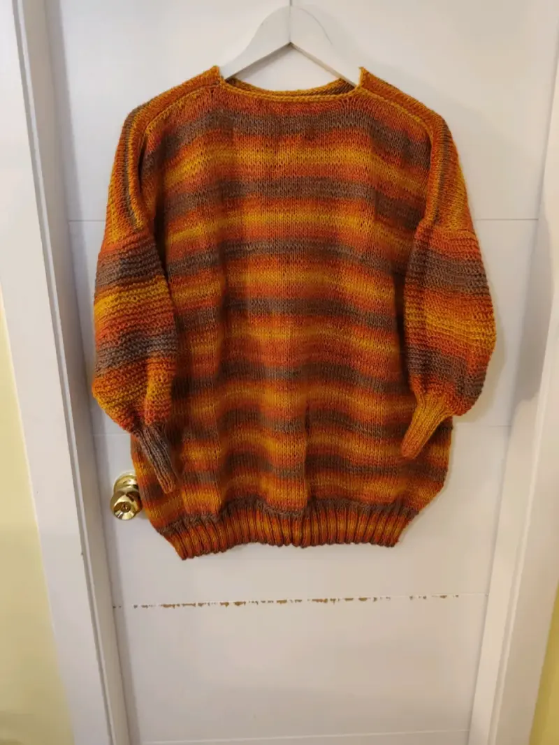 Suéter tejido a mano multicolor para mujer - 2