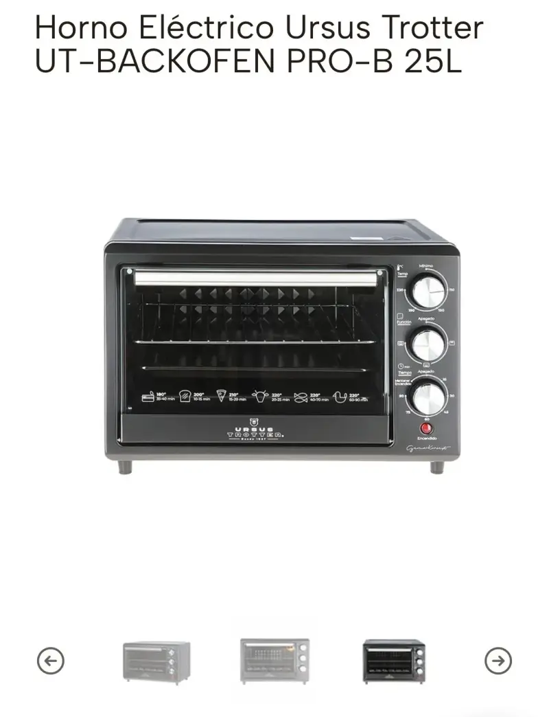 Horno Eléctrico Ursus Trotter 25L Pro-B - 3