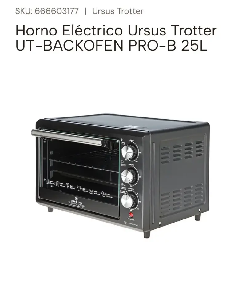 Horno Eléctrico Ursus Trotter 25L Pro-B - 4