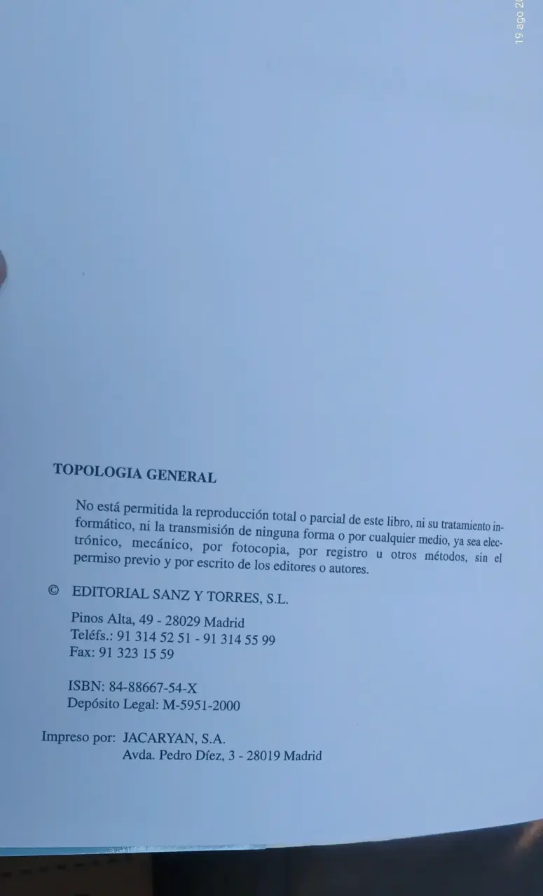 Libro Topología General de Sanz y Torres - 2