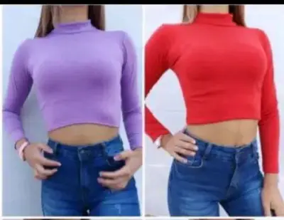 Polera crop top manga larga en varios colores - miniatura 2
