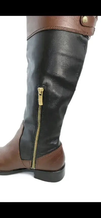 Botas de cuero marrón y negro con cierre lateral - miniatura 2