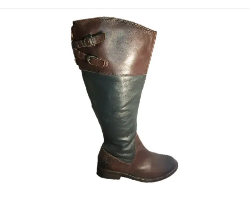 Botas de cuero marrón y negro con cierre lateral - 3