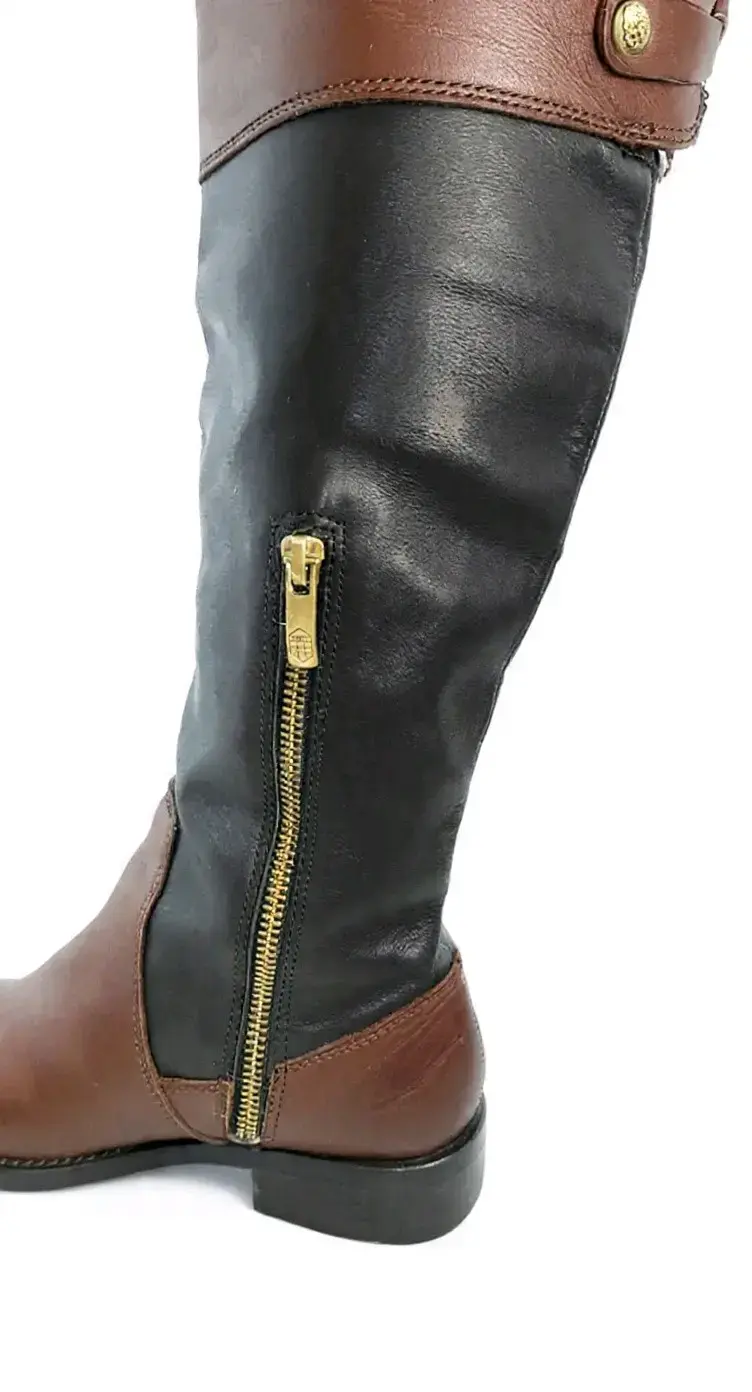Botas de cuero marrón y negro con cierre lateral - 4