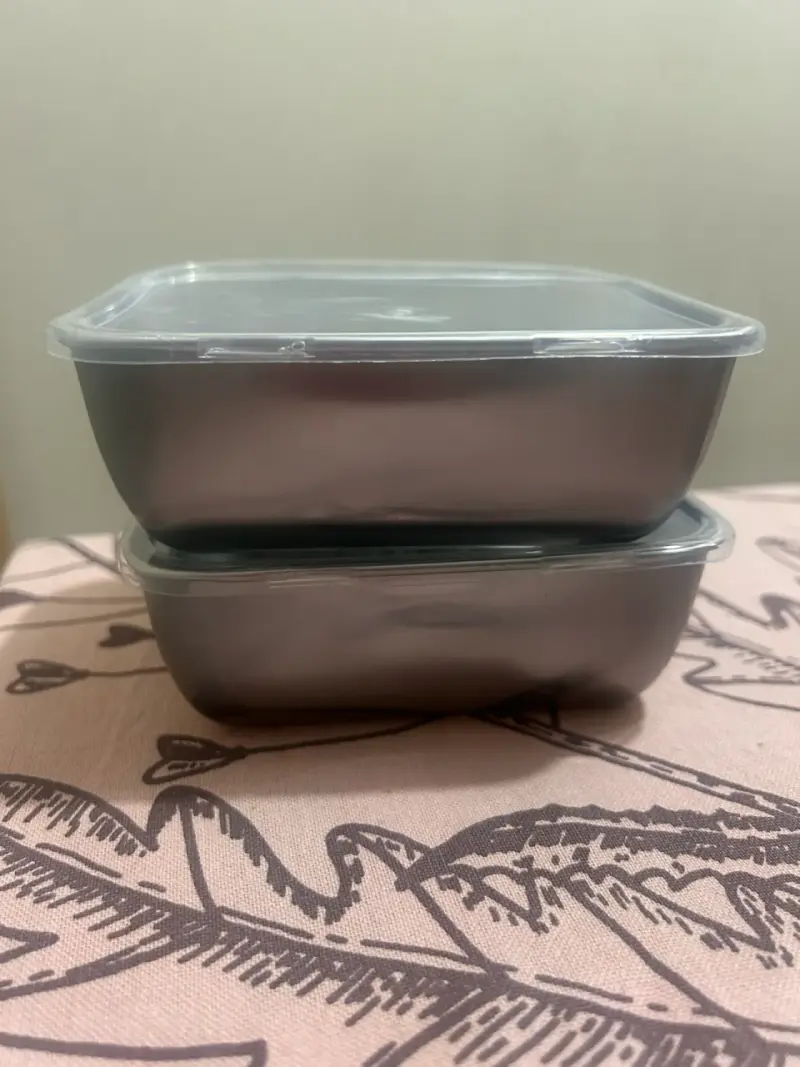 Set de 2 contenedores de aluminio con tapa - 1