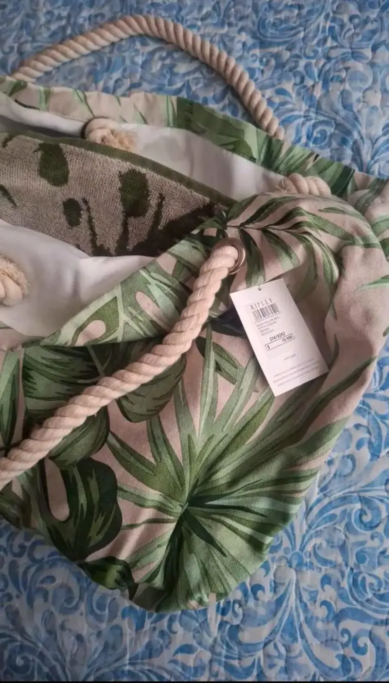 Bolso playero con diseño de hojas tropicales - 2