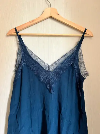 Camisón azul con encaje Alaniz talla S - miniatura 1