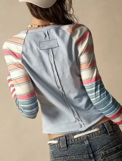 Polera de manga larga rayada para mujer - miniatura 4