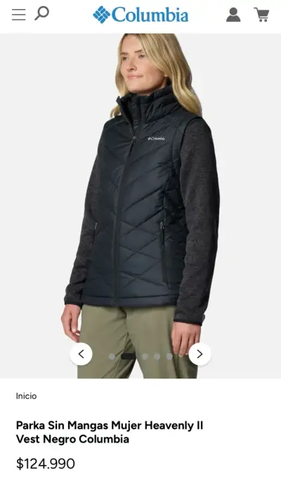 Parka sin mangas mujer Columbia negro - miniatura 1