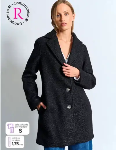 Abrigo largo negro para mujer elegante - miniatura 1