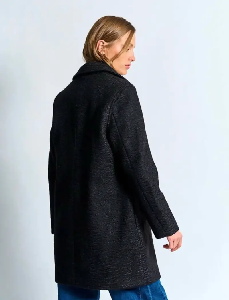 Abrigo largo negro para mujer elegante - 2