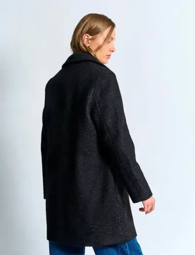 Abrigo largo negro para mujer elegante - miniatura 2