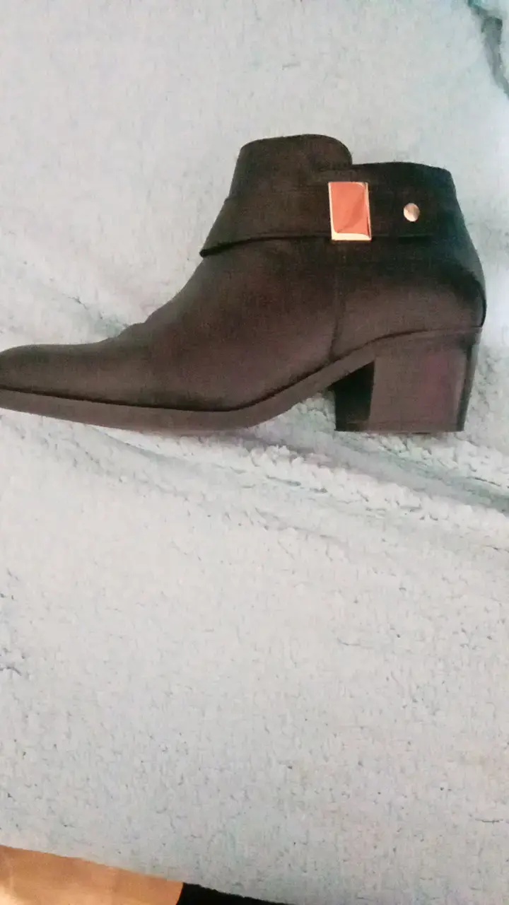 Botines de cuero negro con tacón para mujer - 2