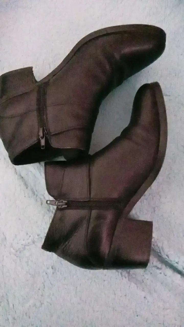 Botines de cuero negro con tacón para mujer - 4