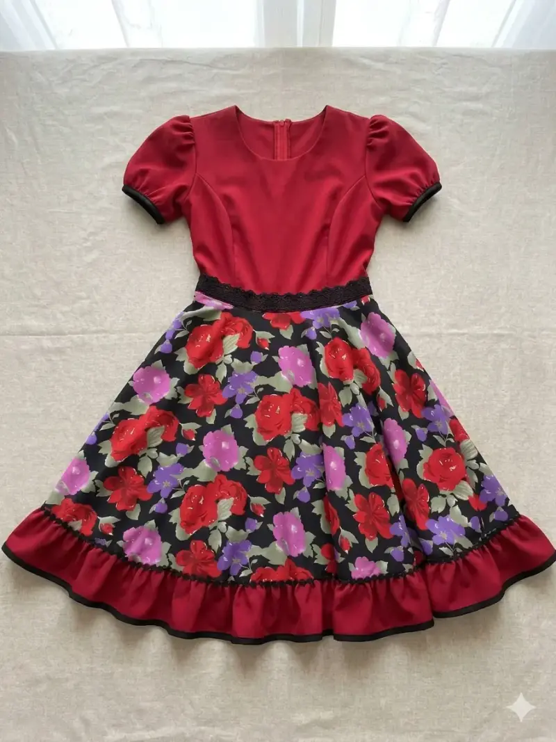 Vestido rojo con estampado floral para mujer