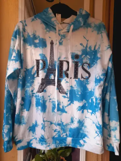 Polerón con capucha tie-dye azul París - miniatura 1