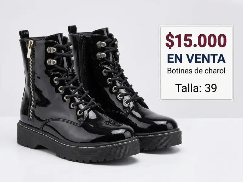 Botines de charol negros talla 39