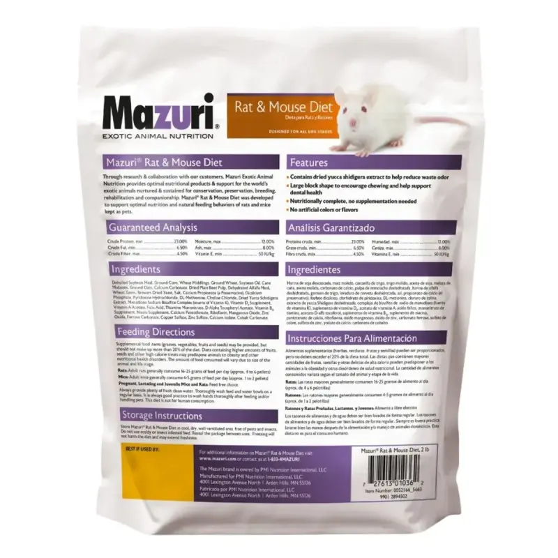 Alimento Mazuri para Ratas y Ratones 900g - 2