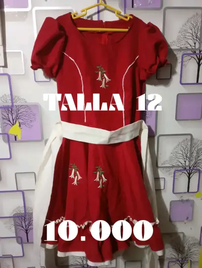 Vestido típico chileno para niña talla 8 y 12 - miniatura 2