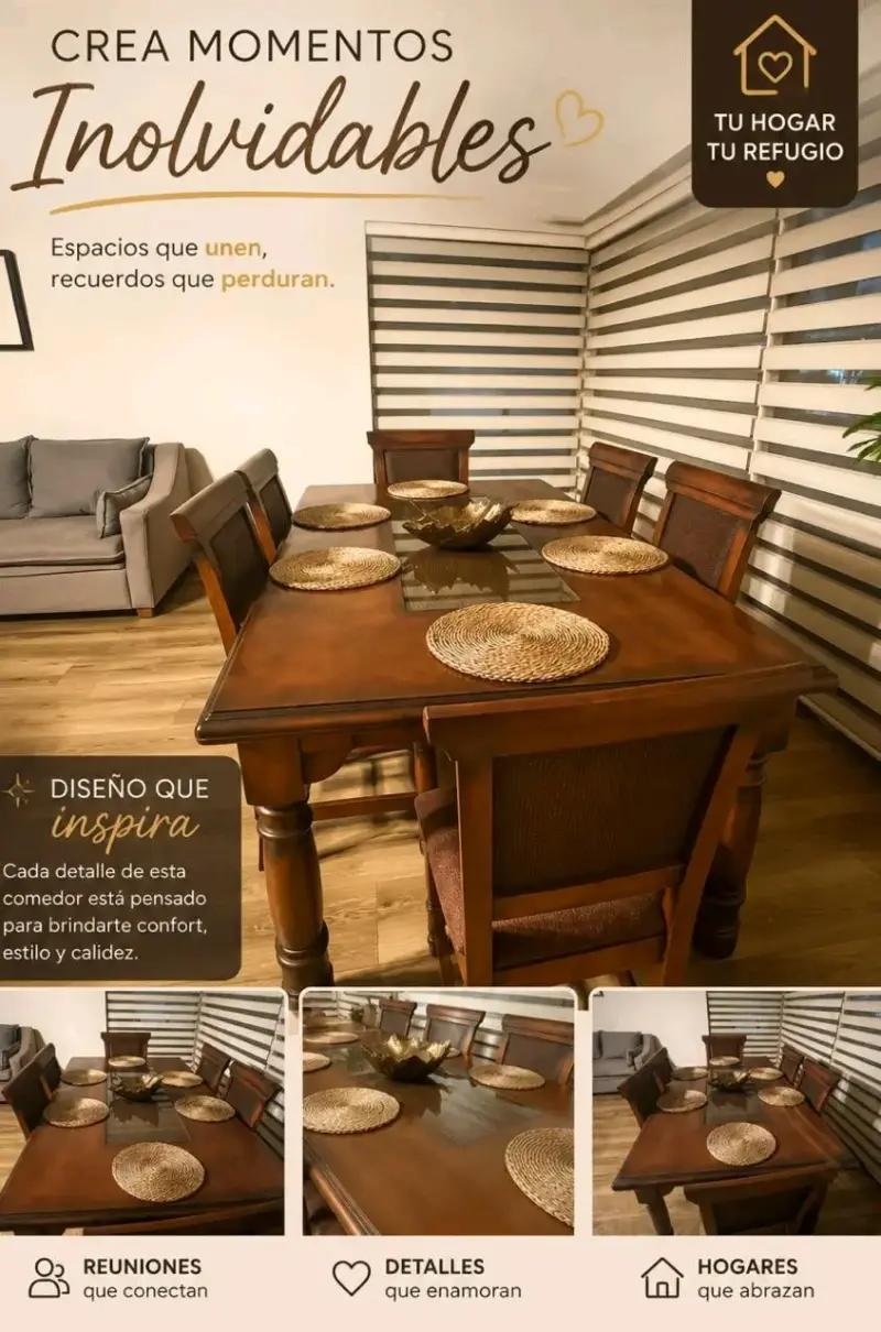 Juego de Comedor de Madera con Sillas - 4